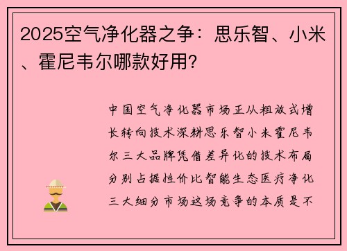 2025空气净化器之争：思乐智、小米、霍尼韦尔哪款好用？